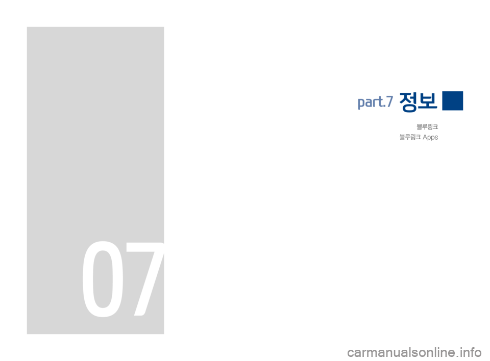 Hyundai Ioniq Electric 2016  표준4 내비게이션 (in Korean) 블루링크
블루링크	Apps
part.7 정보
07 