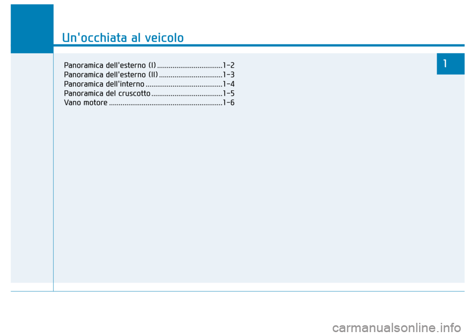 Hyundai Ioniq Hybrid 2017  Manuale del proprietario (in Italian) Unocchiata al veicolo
1
Unocchiata al veicolo
1Panoramica dellesterno (I) ..................................1-2 
Panoramica dellesterno (II) .................................1-3
Panoramica dellin