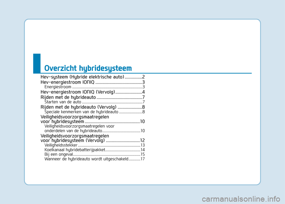 Hyundai Ioniq Hybrid 2017 Handleiding (in Dutch) Hev-systeem (Hybride elektrische auto) ...............2
Hev-energiestroom IONIQ ........................................3Energiestroom ................................................................ Hyundai Ioniq Hybrid 2017 Handleiding (in Dutch) Hev-systeem (Hybride elektrische auto) ...............2
Hev-energiestroom IONIQ ........................................3Energiestroom ................................................................