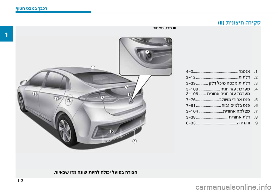 Hyundai Ioniq Hybrid 2017 הוראות תפעול לנהג 1-3
1
.
4-3 ................................................ הנטנא
2
.
3-12 ............................................. תותלד
3
.
3-39 ............. קלד לכימ ה\bכמ תיתלד
Hyundai Ioniq Hybrid 2017 הוראות תפעול לנהג 1-3
1
.
4-3 ................................................ הנטנא
2
.
3-12 ............................................. תותלד
3
.
3-39 ............. קלד לכימ ה\bכמ תיתלד
