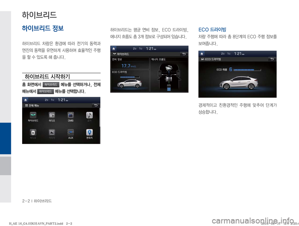 Hyundai Ioniq Hybrid 2016  ONIQ hybrid 표준4 내비게이션 (in Korean) �����*�Þ
I3;X
하이브리드 정보
