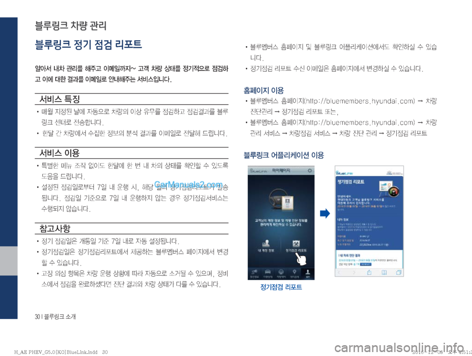 Hyundai Ioniq Hybrid 2016  IONIQ hybrid 표준5 내비게이션 (in Korean) ����*�6Bü�×P
블루링크 정기 점검 리포트
	