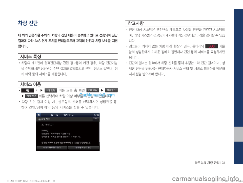 Hyundai Ioniq Hybrid 2016  IONIQ hybrid 표준5 내비게이션 (in Korean) 6Bü�0Ý�™;��*���
차량 진단
r�0
D�