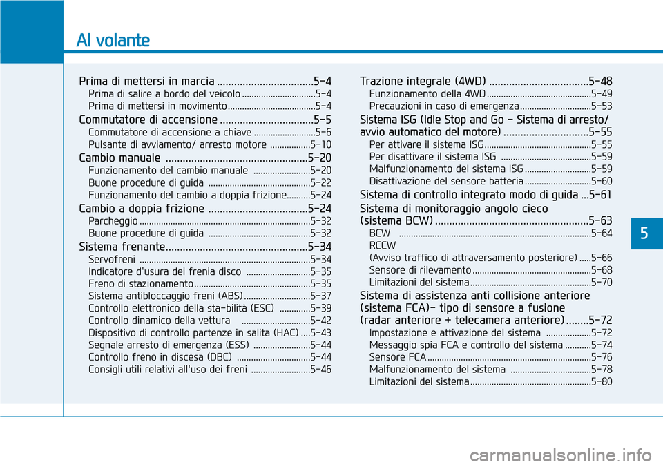 Hyundai Kona 2019 Manuale del proprietario (in Italian) Al volante
Prima di mettersi in marcia ..................................5-4
Prima di salire a bordo del veicolo ...............................5-4
Prima di mettersi in movimento ..................... Hyundai Kona 2019 Manuale del proprietario (in Italian) Al volante
Prima di mettersi in marcia ..................................5-4
Prima di salire a bordo del veicolo ...............................5-4
Prima di mettersi in movimento .....................