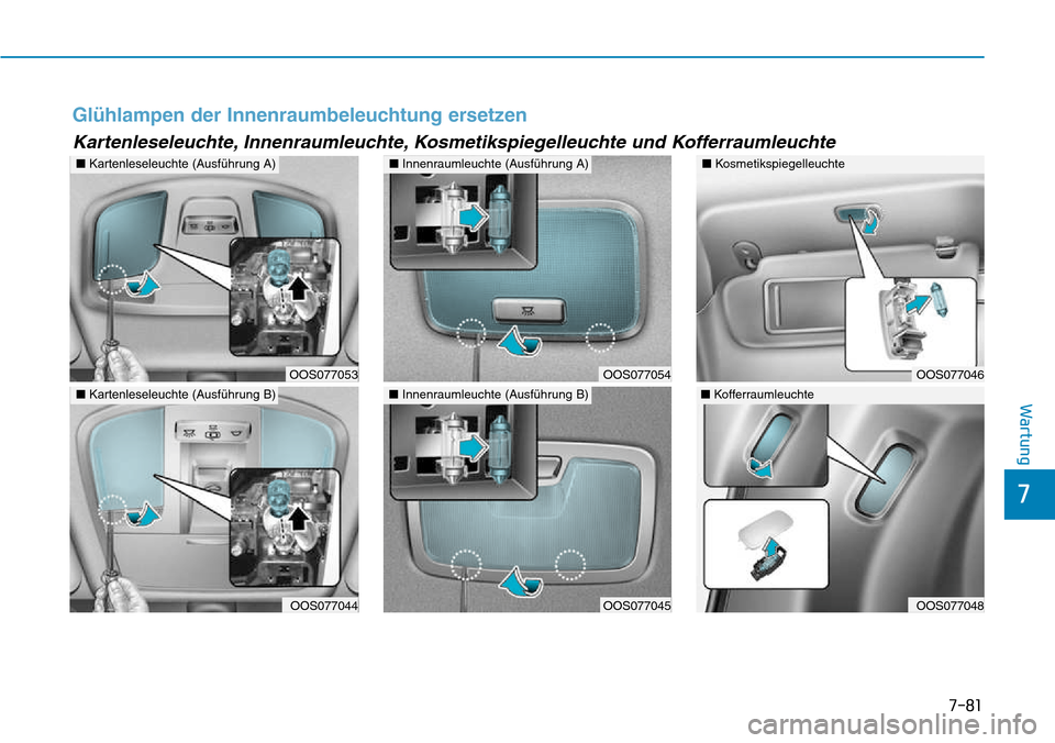 Hyundai Kona 2018  Betriebsanleitung (in German) 7-81
7
Wartung
Gl