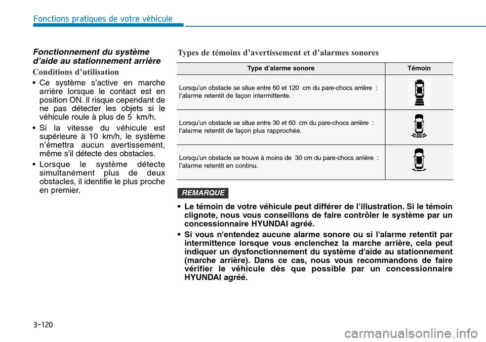 Hyundai Kona 2018 Manuel du propriétaire (in French) 3-120
Fonctions pratiques de votre véhicule
Fonctionnement du syst Hyundai Kona 2018 Manuel du propriétaire (in French) 3-120
Fonctions pratiques de votre véhicule
Fonctionnement du syst