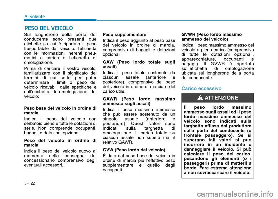 Hyundai Kona 2018  Manuale del proprietario (in Italian) 5-122
Al volante
Sul longherone della porta del conducente sono presenti due
etichette su cui è riportato il peso
trasportabile dal veicolo: letichetta
con le informazioni inerenti pneu-
matici e ca Hyundai Kona 2018  Manuale del proprietario (in Italian) 5-122
Al volante
Sul longherone della porta del conducente sono presenti due
etichette su cui è riportato il peso
trasportabile dal veicolo: letichetta
con le informazioni inerenti pneu-
matici e ca