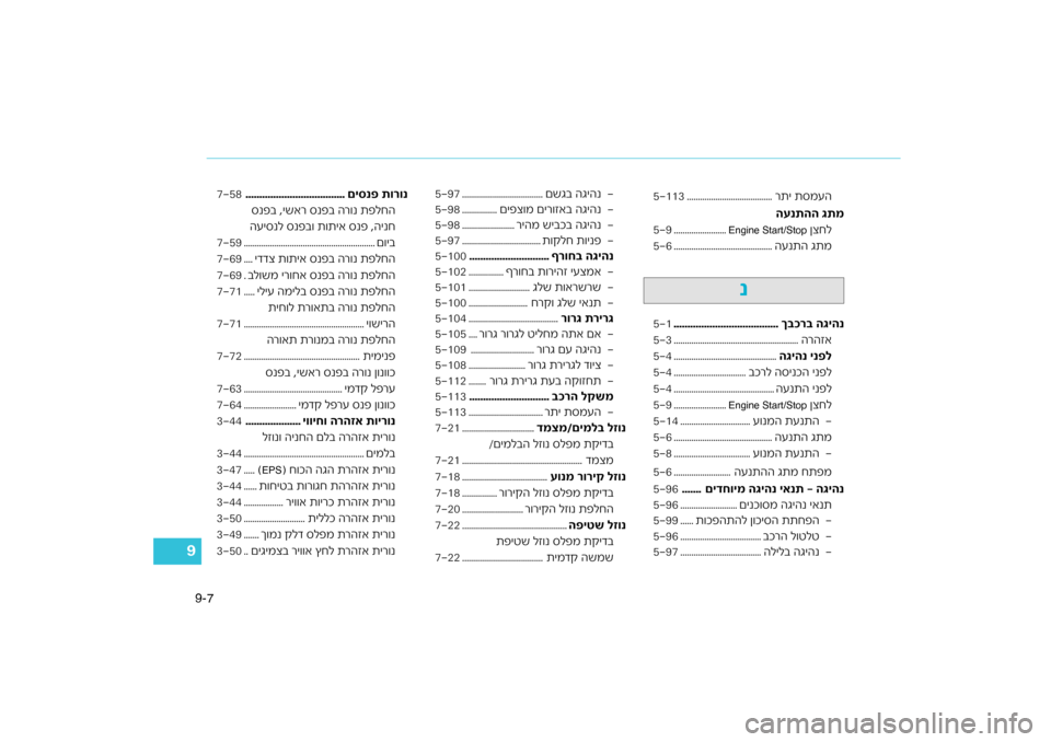 Hyundai Kona 2018  הוראות תפעול לנהג 7
9-
9
רתי ת\fמעה
.......................................
5113
הענתהה גתמ ןצחל
Engine Start/Stop
........................
59
הענתה גתמ
...................................