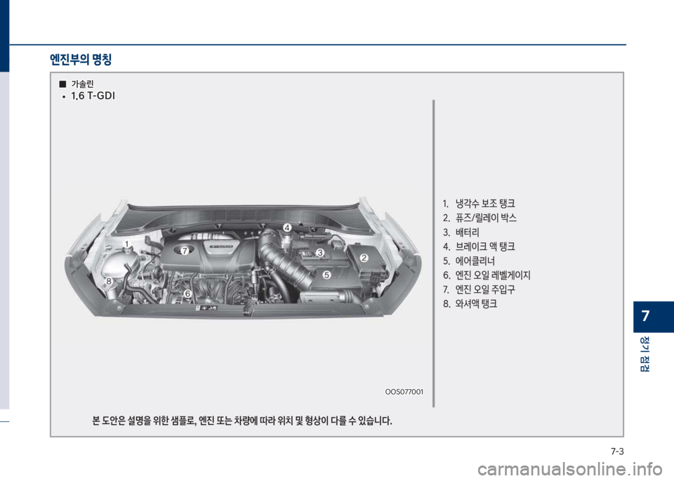 Hyundai Kona 2017  코나 OS - 사용 설명서 (in Korean) 7-3
정기 점검
7
1.보보 냉?