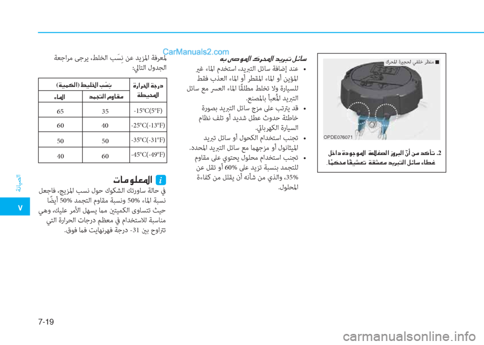 Hyundai Kona EV 2019  دليل المالك �5
ﺔﻧﺎﻴﺼﻟا
7-19
��º�_�?�c��Î�c�É�S�É�›�?���Î��©�t�¸�?��i�È��¸�?� �æ�Ã�A��Â�¼��d�´�B�K .2
�,�@ �