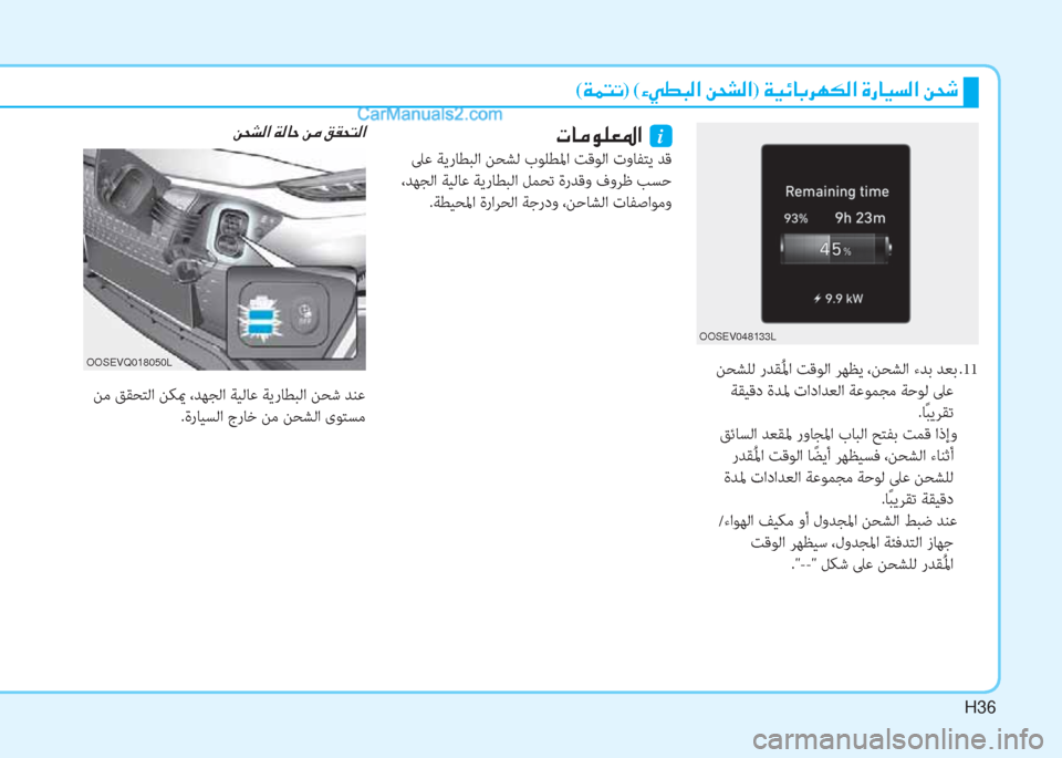 Hyundai Kona EV 2019  دليل المالك H36
OOSEVQ018050L
(�Ï�½�L�K)�(�Ò�Ì�î�H�¸�?��Â�X�p�¸�?)��Ï�Ë�Ó�@�G�h�Å�µ�¸�?��Î�g�@�Ë�l�¸�?��Â�X�o
OOSEV048133L
 ﻦﺤﺸﻠﻟ رﺪﻘُ ﳌا ﺖﻗﻮﻟا ﺮﻬﻈﻳ ،