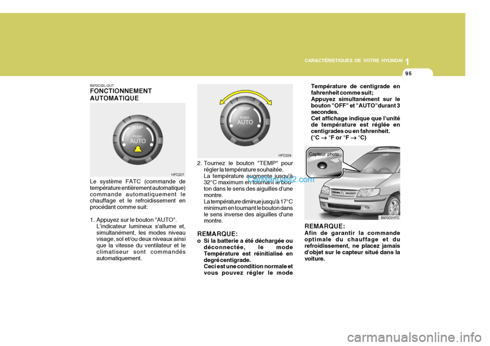 Hyundai Matrix 2006  Manuel du propriétaire (in French) 1
CARACTÉRISTIQUES DE VOTRE HYUNDAI
95
1
CARACTÉRISTIQUES DE VOTRE HYUNDAI
95
1
CARACTÉRISTIQUES DE VOTRE HYUNDAI
95
1
CARACTÉRISTIQUES DE VOTRE HYUNDAI
95
B970C02L-GUT FONCTIONNEMENT AUTOMATIQUE 