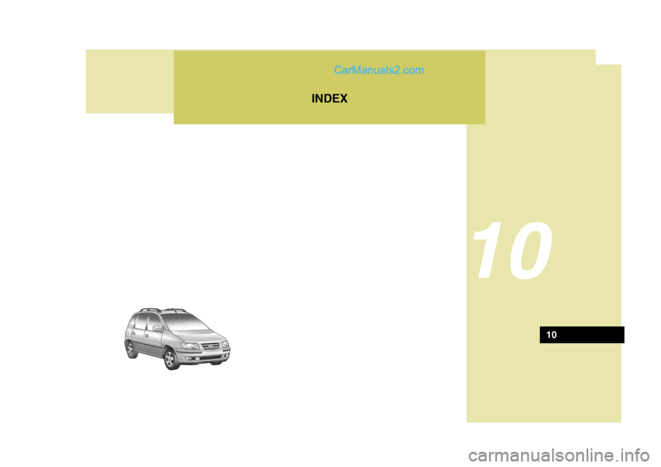 Hyundai Matrix 2005 Owners Manual INDEX
10
HFC2072S
10 Hyundai Matrix 2005 Owners Manual INDEX
10
HFC2072S
10
