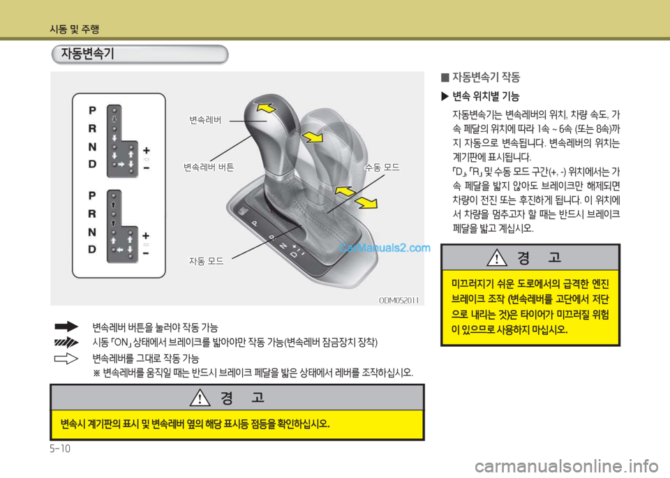 Hyundai Maxcruz 2017  맥스크루즈 NC - 사용 설명서 (in Korean) /d동 및 주B 자-소0
변.레버를 