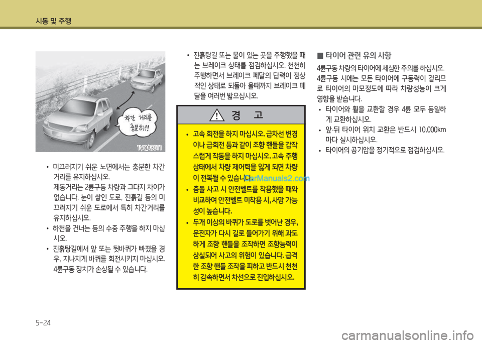 Hyundai Maxcruz 2017  맥스크루즈 NC - 사용 설명서 (in Korean) /d동 및 주B 자-속4
 
0 타이어
 관련  유의  -4항
4륜구동  8
