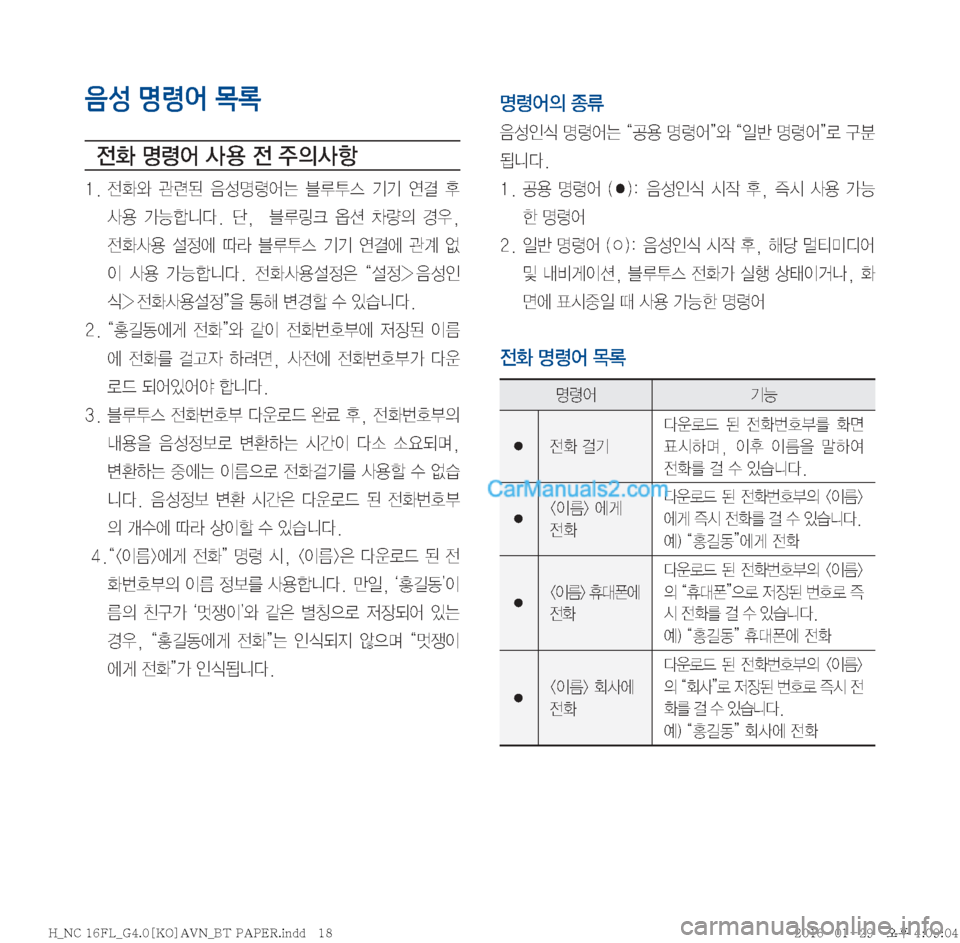 Hyundai Maxcruz 2016  맥스크루즈 표준4 내비게이션 (in Korean) 음성 명령어 목록

y
�z
