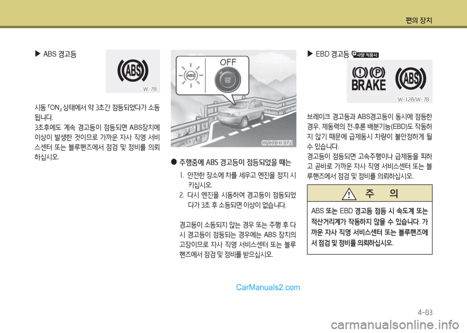 Hyundai Maxcruz 2015  맥스크루즈 NC - 사용 설명서 (in Korean) 편의 장치4-83
 
▶
EBD  경고등  
브$