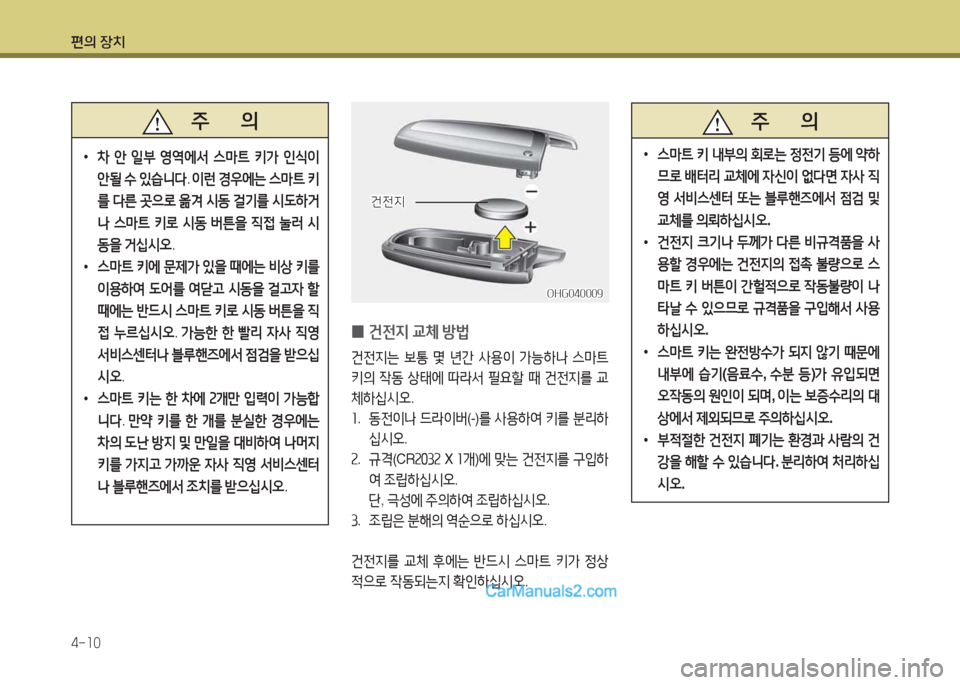 Hyundai Maxcruz 2015  맥스크루즈 NC - 사용 설명서 (in Korean) 편의 장치 4-소0
 
0 건전6H
 교체  방)
건전6H는  )|통  몇  년간  사용이  