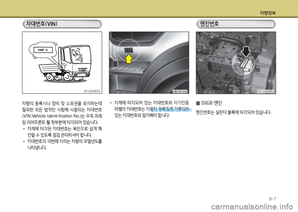 Hyundai Mega-Trucks 2016  메가트럭 - 사용 설명서 (in Korean) 차량정)|9-7
8