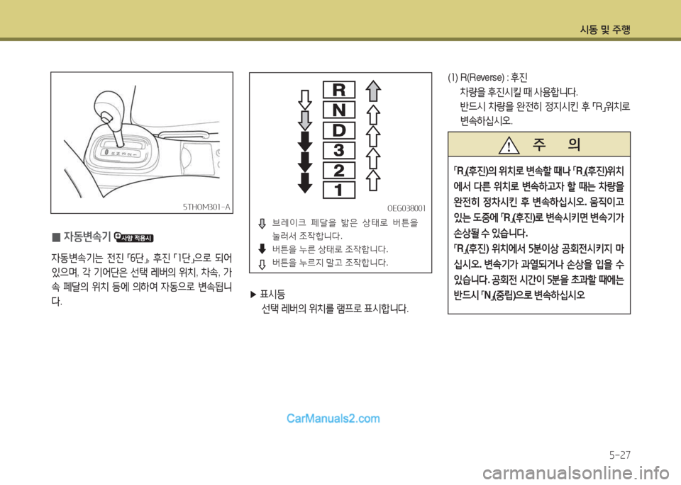 Hyundai Mega-Trucks 2015  메가트럭 - 사용 설명서 (in Korean) /d동 및 주B5-27
  브레3