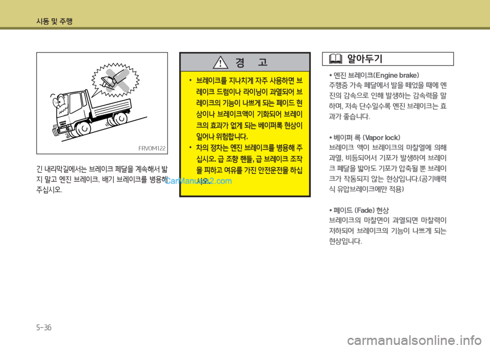Hyundai Mega-Trucks 2015  메가트럭 - 사용 설명서 (in Korean) /d동 및 주B 5-36
  
긴  내리&Q길에-