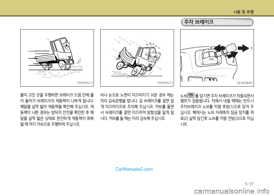 Hyundai Mega-Trucks 2015  메가트럭 - 사용 설명서 (in Korean) /d동 및 주B5-37
물3