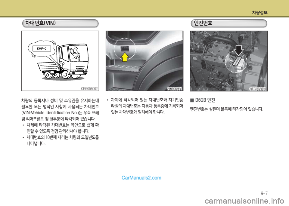 Hyundai Mega-Trucks 2015  메가트럭 - 사용 설명서 (in Korean) 차량정)|9-7
8