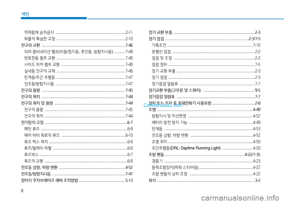 Hyundai Mighty 2015  마이티 - 사용 설명서 (in Korean) 8
색인
4