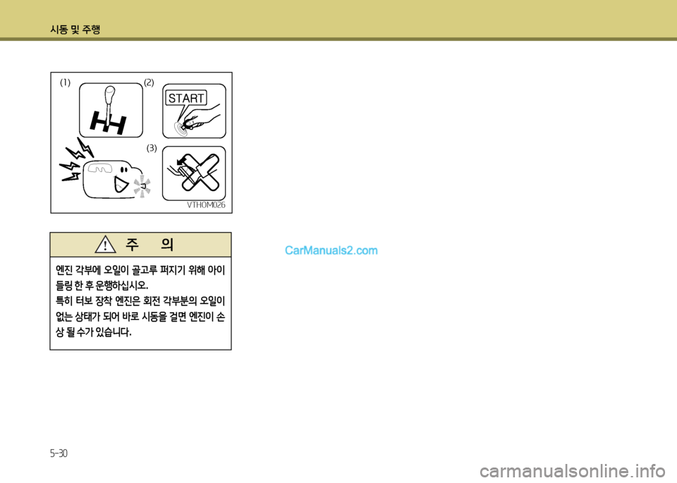 Hyundai New County 2014  뉴카운티 - 사용 설명서 (in Korean) /d동 및 주B
5-30
(좌)(좌 )(속)(속 )
(3)(3 )
VTHOM026
VTHOM026
엔진  