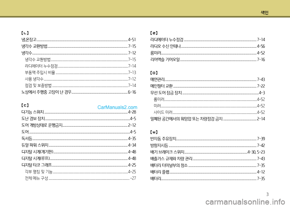 Hyundai New County 2014  뉴카운티 - 사용 설명서 (in Korean) 색인3
