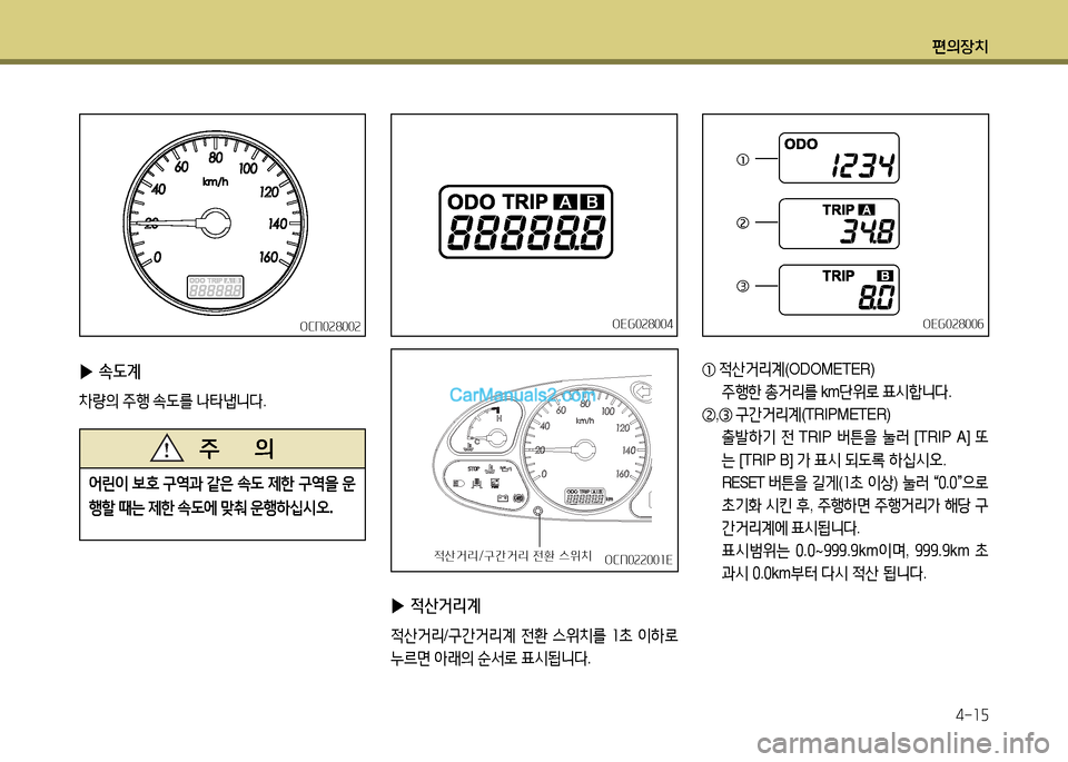Hyundai New County 2014  뉴카운티 - 사용 설명서 (in Korean) 편의장치4-1자
 
▶ 속도계
8