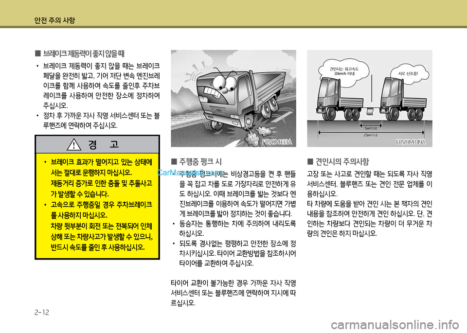 Hyundai New Power Truck 2017  뉴파워트럭 - 사용 설명서 (in Korean) 안전 주의 사항 2-12
 
0 브$