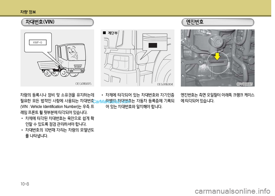Hyundai New Power Truck 2017  뉴파워트럭 - 사용 설명서 (in Korean) 차량 정보 10-8
8