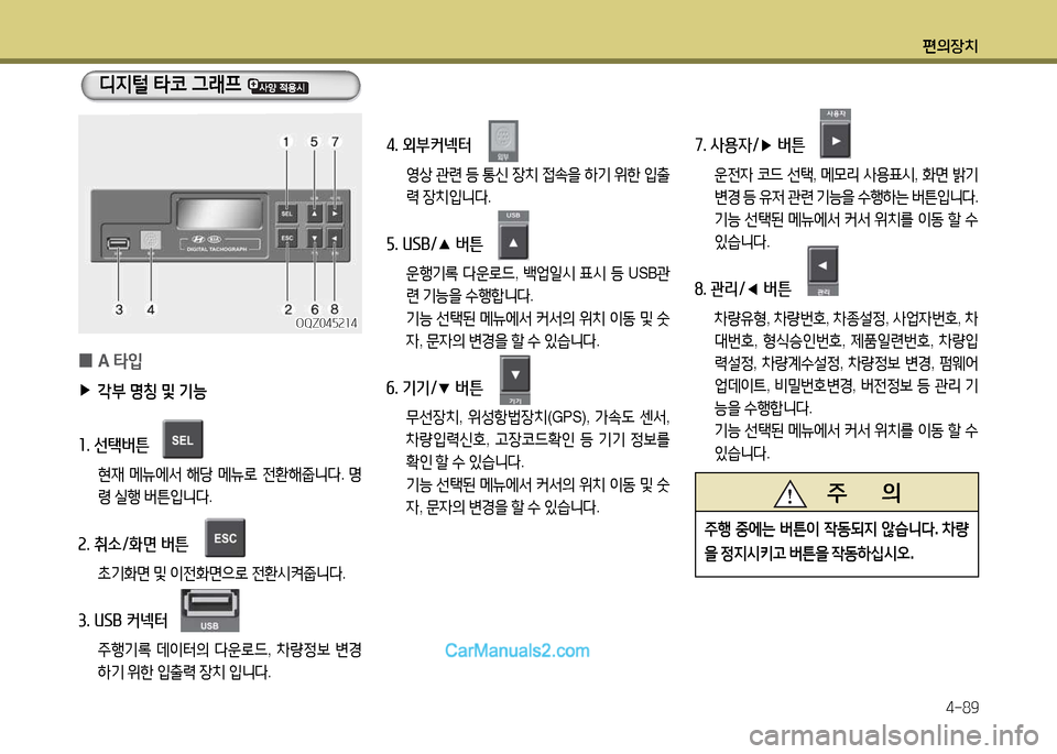 Hyundai New Power Truck 2015  뉴파워트럭 - 사용 설명서 (in Korean) 편의장치4-89
디6H털  =H코  그$ 프  
 
0 A 
=H4
 
▶
