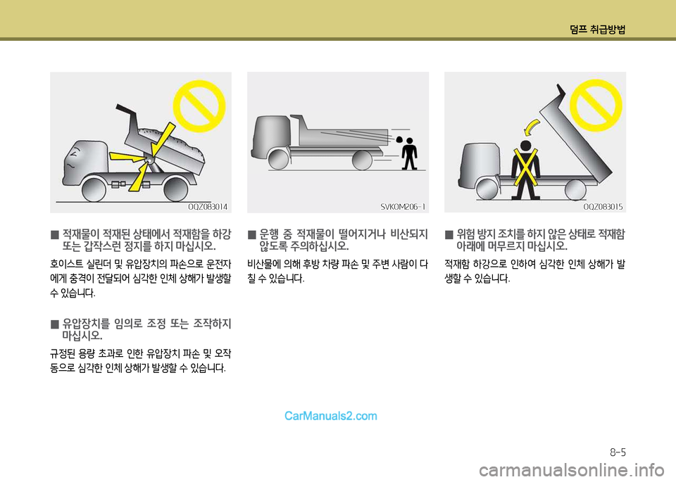 Hyundai New Power Truck 2015  뉴파워트럭 - 사용 설명서 (in Korean) 덤프 취