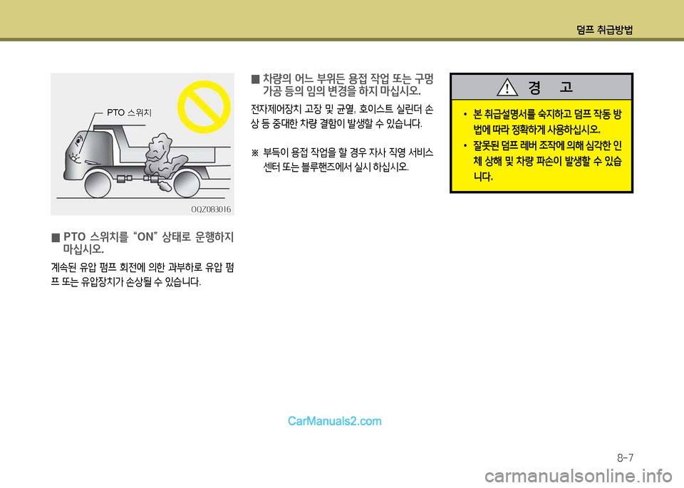 Hyundai New Power Truck 2015  뉴파워트럭 - 사용 설명서 (in Korean) 덤프 취