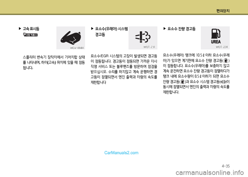Hyundai New Power Truck 2015  뉴파워트럭 - 사용 설명서 (in Korean) 편의장치4-3자
 
▶
h.  표/d등
      
스플리터  변.기  장8