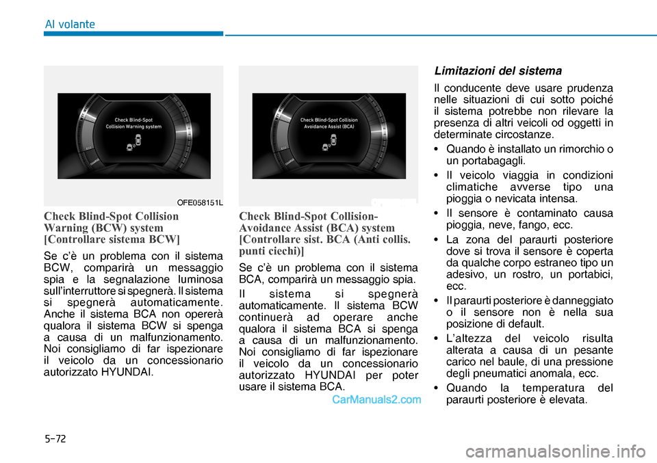 Hyundai Nexo 2019  Manuale del proprietario (in Italian) ����
�$�O��Y�R�O�D�Q�W�H
�&�K�H�F�N��%�O�L�Q�G��6�S�R�W��&�R�O�O�L�V�L�R�Q�
�:�D�U�Q�L�Q�J���%�&�:���V�\�V�W�H�P�
�>�&�R�Q�W�U�R�O�O�D�U�H��V�L�V�W�H�P�D��%�&�:�@
Se c’è un problema