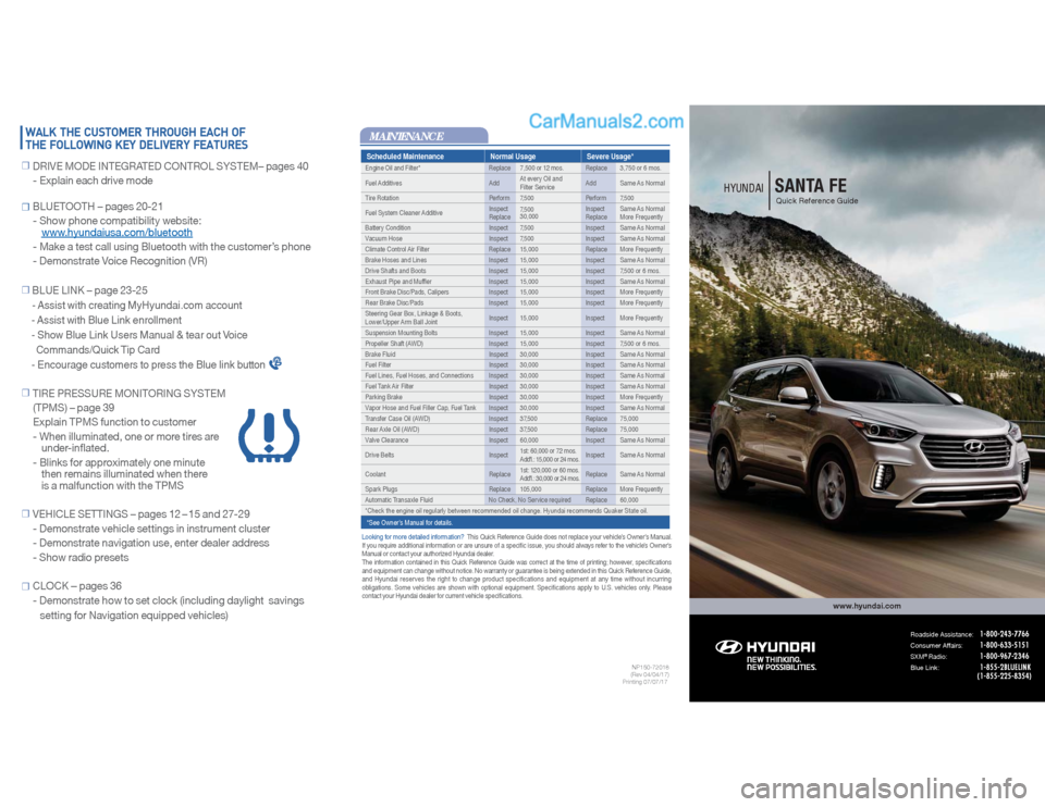 Hyundai Santa Fe 2018  Quick Reference Guide 