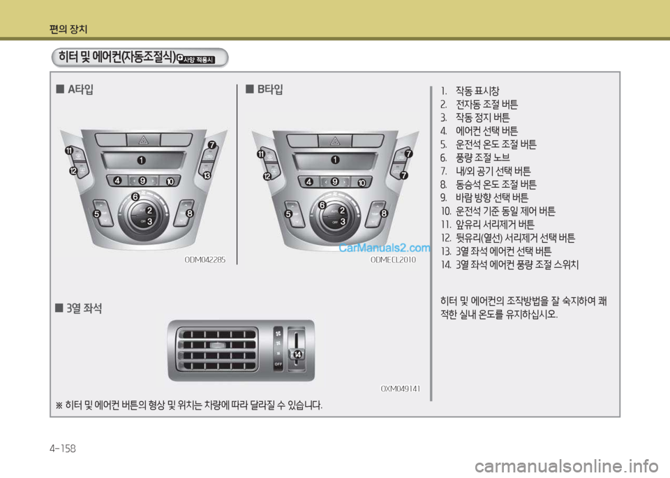 Hyundai Santa Fe 2017  싼타페 DM - 사용 설명서 (in Korean) 편의 장치 4-소자8
OXM049소4소OXM049소4소
ODM04속속8자
ODM04속속8자
소 .  4동  표/d창
속 .  전4동  4
