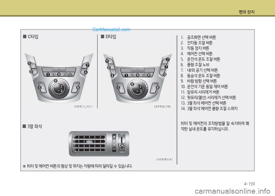 Hyundai Santa Fe 2017  싼타페 DM - 사용 설명서 (in Korean) 편의 장치4-소자9
OXM049소4소OXM049소4소
ODMECL속0소소
ODMECL속0소소
소 .  공4