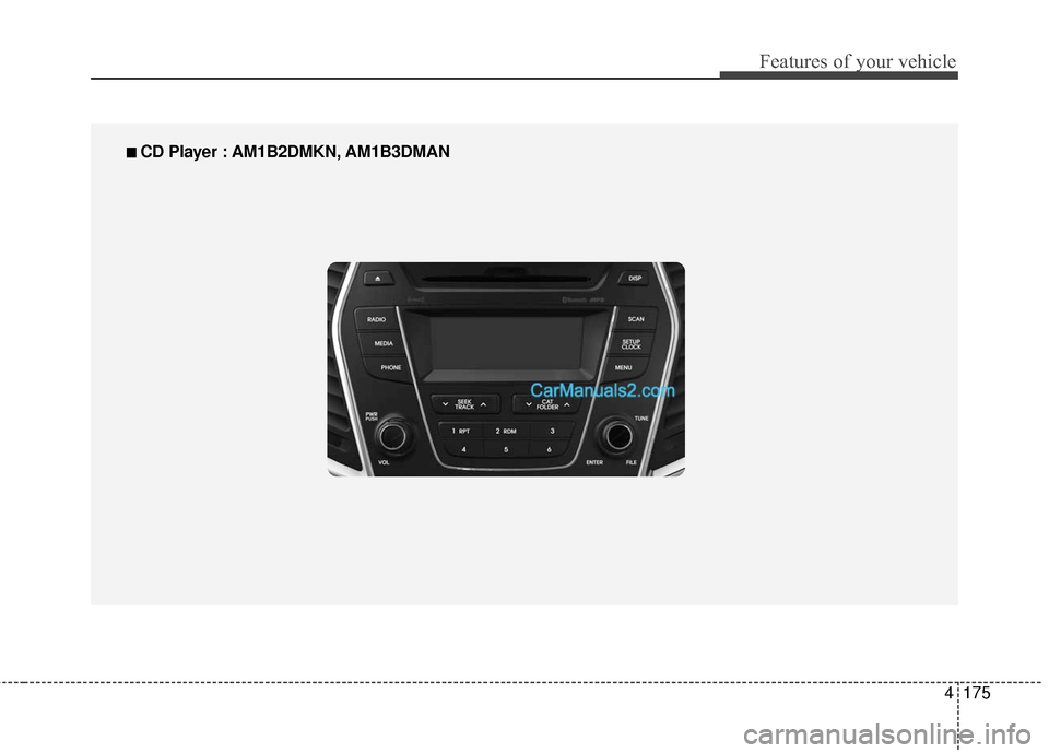 Hyundai Santa Fe 2016  Owners Manual 4175
Features of your vehicle
■
■ 
 CD Player : AM1B2DMKN, AM1B3DMAN  