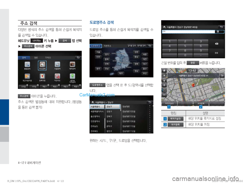Hyundai Santa Fe 2016  싼타페DM 표준4 내비게이션 (in Korean) ������*�r:q
IÌ

±×�h
î	¨à� Ñ	
D� 
±×� h >ç� Ú	q� ~
x
Ñ
3�h
ûX
,ë�
내비메뉴�
�