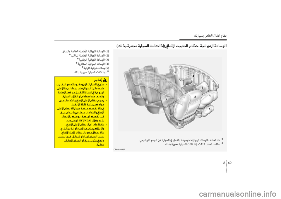 Hyundai Santa Fe 2014 دليل المالك كترايسب صاخلا ناملأا ماظن
42
3
قئاسلاب ةصاخلا ةيماملأا ةيئاوهلا ةداسولا )1 (
*بكارضرfل ةيماملأا ةيئاوهلا ةداسول Hyundai Santa Fe 2014 دليل المالك كترايسب صاخلا ناملأا ماظن
42
3
قئاسلاب ةصاخلا ةيماملأا ةيئاوهلا ةداسولا )1 (
*بكارضرfل ةيماملأا ةيئاوهلا ةداسول