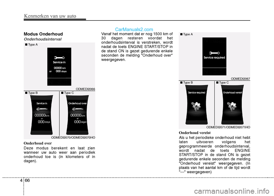 Hyundai Santa Fe 2013 Handleiding (in Dutch) Kenmerken van uw auto
66
4
Modus Onderhoud
Onderhoudsinterval
Onderhoud over
Deze modus berekent en laat zien
wanneer uw auto weer aan periodiekonderhoud toe is (in kilometers of indagen). Vanaf het Hyundai Santa Fe 2013 Handleiding (in Dutch) Kenmerken van uw auto
66
4
Modus Onderhoud
Onderhoudsinterval
Onderhoud over
Deze modus berekent en laat zien
wanneer uw auto weer aan periodiekonderhoud toe is (in kilometers of indagen). Vanaf het