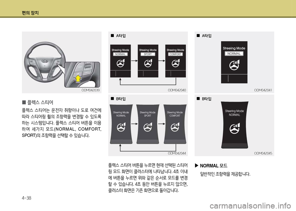Hyundai Santa Fe 2013  싼타페 DM - 사용 설명서 (in Korean) 편의 장치 4-38
 
0 플$