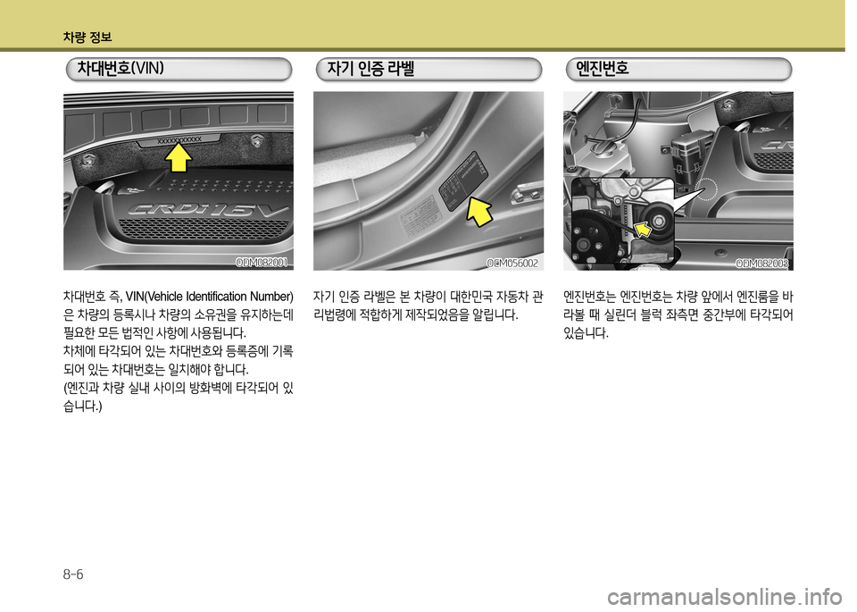 Hyundai Santa Fe 2013  싼타페 DM - 사용 설명서 (in Korean) 차량 정보 8-6
8