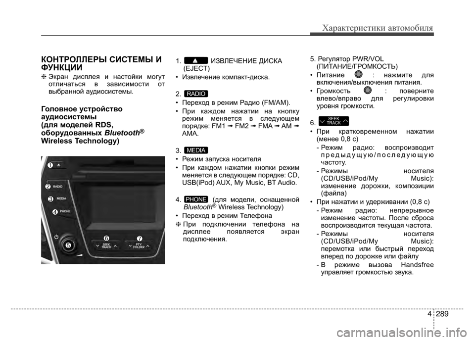 Hyundai Santa Fe 2012 Инструкция по эксплуатации (in Russian) 4289
Характер\bст\bк\b авто\fоб\bля
КОНТРОЛЛЕРЫ СKaСТЕМЫ Ka
ФУНКЦKaKa
❈Экран диV9плея и наV9тойки могут
отлиV6атьV9я в за Hyundai Santa Fe 2012 Инструкция по эксплуатации (in Russian) 4289
Характер\bст\bк\b авто\fоб\bля
КОНТРОЛЛЕРЫ СKaСТЕМЫ Ka
ФУНКЦKaKa
❈Экран диV9плея и наV9тойки могут
отлиV6атьV9я в за