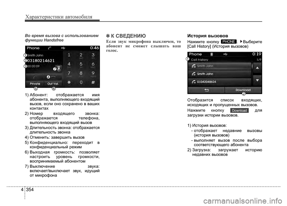 Hyundai Santa Fe 2012 Инструкция по эксплуатации (in Russian) Характер\bст\bк\b авто\fоб\bля
354
4
Во в\bемя вызова с использованием
функции Handsfree
1) Абонент: отображаетV9я имя
або Hyundai Santa Fe 2012 Инструкция по эксплуатации (in Russian) Характер\bст\bк\b авто\fоб\bля
354
4
Во в\bемя вызова с использованием
функции Handsfree
1) Абонент: отображаетV9я имя
або