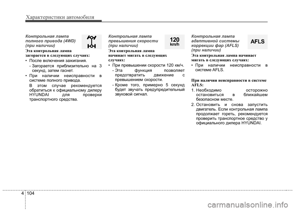 Hyundai Santa Fe 2012 Инструкция по эксплуатации (in Russian) Характер\bст\bк\b авто\fоб\bля
104
4
Контрольная лампа
полного пр7bвода (4WD)
(пр7b нал7bч7b7b)
ЭтCЫ контрольнCЫя лCЫмпCЫ
зCЫ Hyundai Santa Fe 2012 Инструкция по эксплуатации (in Russian) Характер\bст\bк\b авто\fоб\bля
104
4
Контрольная лампа
полного пр7bвода (4WD)
(пр7b нал7bч7b7b)
ЭтCЫ контрольнCЫя лCЫмпCЫ
зCЫ